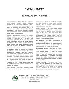 “WAL-MAT” TECHNICAL DATA SHEET Product Information: “WAL-MAT” is a cardboardbased cellulose insulation product