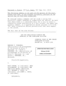 Townsend v. Pierre, 429 N.J. Super[removed]App. Div[removed]The following summary is not part of the opinion of the court. Please note that, in the interest of brevity, portions of the opinion may not have been summarized. 