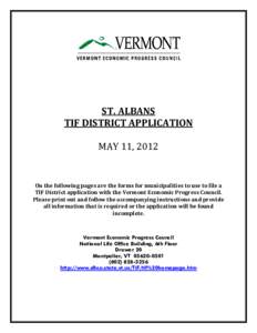 ST.	ALBANS			 TIF	DISTRICT	APPLICATION MAY	11,	2012