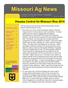 Missouri Ag News A Publication of University of Missouri Extension - Southeast Region V o l u m e 4 ,