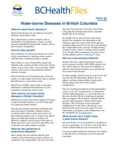 Water-borne Diseases in British Columbia - BC HealthFile #49a - Printer-friendly version