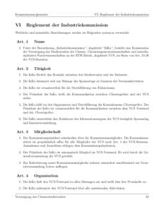 Kommissionsreglemente  VI VI. Reglement der Industriekommission