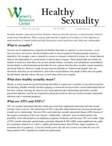 Healthy Sexuality http://wrc.msu.edu