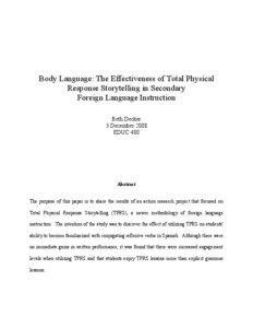 Body Language: The Effectiveness of Total Physical Response Storytelling in Secondary Foreign Language Instruction