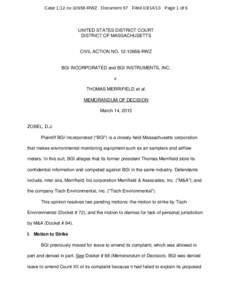 Case 1:12-cvRWZ Document 97 FiledPage 1 of 6  UNITED STATES DISTRICT COURT DISTRICT OF MASSACHUSETTS  CIVIL ACTION NORWZ