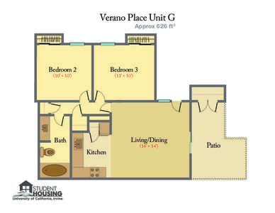 Verano Place Unit G Approx 626 ft2 Bedroom 2  Bedroom 3