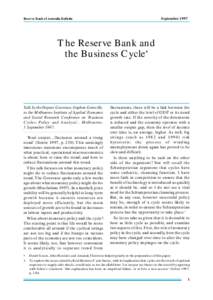 Reserve Bank of Australia Bulletin  September 1997 The Reserve Bank and the Business Cycle∗