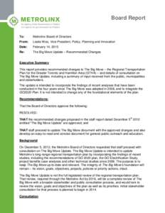 Board Report  To: Metrolinx Board of Directors