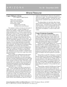 No. 50 December, 2008  Arizona Mineral Resource A R I Z O N A