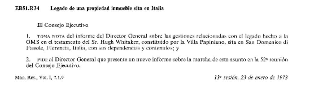 EB51.R34  Legado de una propiedad inmueble sita en Italia El Consejo Ejecutivo 1.