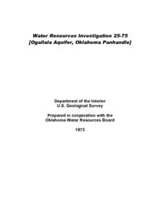 Water Resources Investigation Ogallala Aquifer - Oklahoma Panhandle