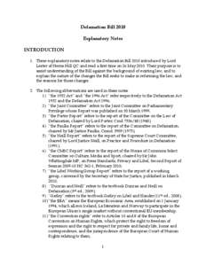 Microsoft Word - Defamation Bill 2010 _Explanatory notes_.doc