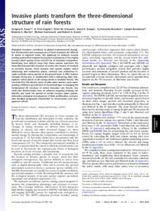 Forests / Forest ecology / Invasive plant species / Habitats / Rainforests / Forest / Canopy / Metrosideros polymorpha / Myrica faya / Systems ecology / Biogeography / Biology