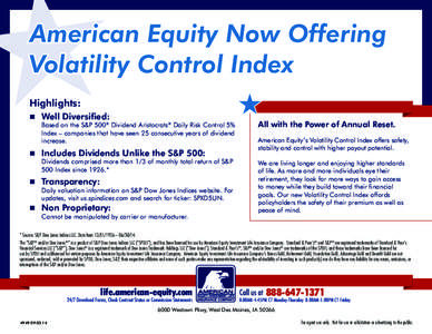 American Equity Now Offering Volatility Control Index Highlights:  Well Diversified: