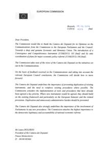 EUROPEAN COMMISSION  Brussels, ΛЪ. ОЪ. 2о4Ч C[removed]final  Dear President,