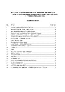 THE (NEW) STANDARD CONTRACTUAL TERMS FOR THE SUPPLY OF LEGAL SERVICES BY BARRISTERS TO AUTHORISED PERSONS 2012 – 3 TEMPLE GARDENS EDITION INDEX OF CLAUSES NO.