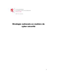 Stratégie nationale en matière de cyber sécurité 1  INTRODUCTION