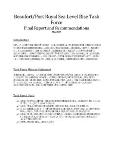 Beaufort/Port Royal Sea Level Rise Task Force Final Report and Recommendations MayIntroduction