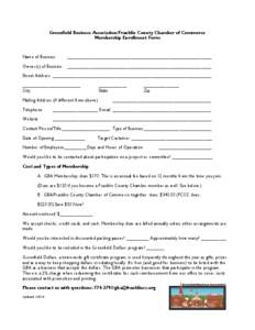 Greenfield Business Association/Franklin County Chamber of Commerce Membership Enrollment Form Name of Business  _________________________________________________________