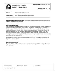 Meeting Date: February 26, 2013  REQUEST FOR ACTION ROGERS CITY COUNCIL Agenda Item: No. 5.04