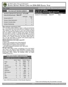 NEW MEXICO PUBLIC EDUCATION DEPARTMENT  SCHOOL DISTRICT REPORT CARD FOR[removed]SCHOOL YEAR[removed]ACADEMY FOR TECH & CLASSICS