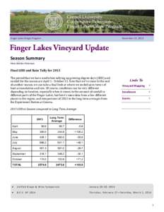 Finger Lakes Grape Program  November 13, 2013 Season Summary Hans Walter-Peterson