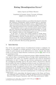 Rating Disambiguation Errors Andrea Asperti and Wilmer Ricciotti Department of Computer Science, University of Bologna {asperti,ricciott}@cs.unibo.it  Abstract. Ambiguous notation is a powerful tool developed to deal wi