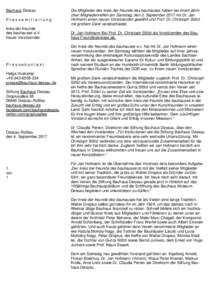 Bauhaus Dessau Pressemitteilung kreis der freunde des bauhauses e.V. Neuer Vorsitzender