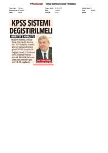 KPSS SİSTEMİ DEĞİŞTİRİLMELİ Yayın Adı Hürriyet Referans NoRenk Renkli