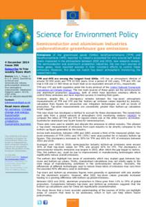 Semiconductor and aluminium industries underestimate greenhouse gas emissions 4 December 2014 Issue 396 Subscribe to free