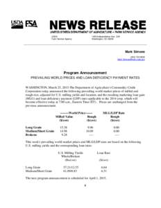 Loan deficiency payments / Milling yield / Rice / Agriculture / United States Department of Agriculture / Agricultural subsidies / Agriculture in the United States