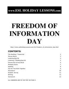 www.ESL HOLIDAY LESSONS.com  FREEDOM OF INFORMATION DAY http://www.eslHolidayLessons.com/03/freedom_of_information_day.html