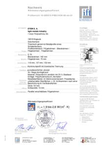 Nachweis Wärmedurchgangskoeffizient Prüfbericht[removed]PB05-K20-06-de-01 Auftraggeber