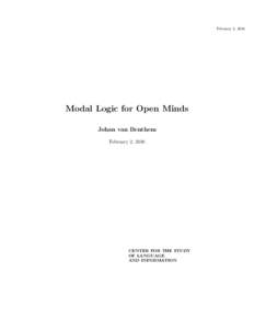 February 2, 2010  Modal Logic for Open Minds Johan van Benthem February 2, 2010