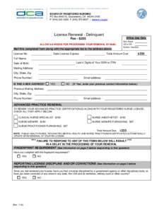 BUSINESS, CONSUMER SERVICES, AND HOUSING AGENCY • GOVERNOR EDMUND G. BROWN JR.  BOARD OF REGISTERED NURSING PO Box, Sacramento, CAPF | www.rn.ca.gov