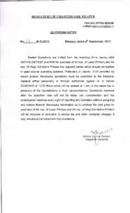 HIGH COURT OF CHHATTISGARH, BILAPUR FAX NO.:e-Mail:  QUOTATIONS NOTICE  No.3