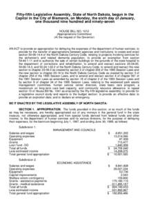 Fifty-fifth Legislative Assembly, State of North Dakota, begun in the Capitol in the City of Bismarck, on Monday, the sixth day of January, one thousand nine hundred and ninety-seven HOUSE BILL NO[removed]Appropriations C