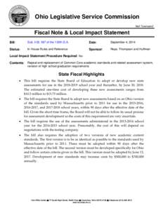 Ohio Legislative Service Commission Neil Townsend Fiscal Note & Local Impact Statement Bill: