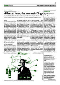 17 Campus: Alumni Journal Die Zeitung der Universität Zürich  MEINE ALMA MATER