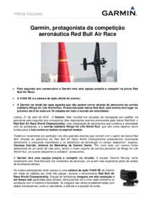 PRESS RELEASE  Garmin, protagonista da competição aeronáutica Red Bull Air Race  