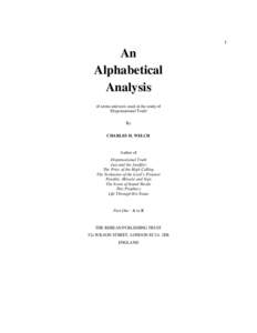 1  An Alphabetical Analysis of terms and texts used in the study of