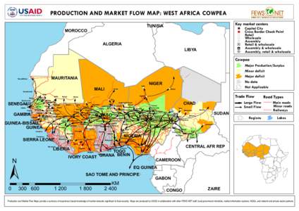 PRODUCTION AND MARKET FLOW MAP: WEST AFRICA COWPEA Key market centers TUNISIA  MOROCCO