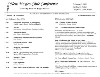 2 New Mexico Chile Conference 0 Hosted By The Chile Pepper Institute 0 6