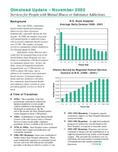 Olmstead Update – November 2002 Services for People with Mental Illness or Substance Addictions N.D. State Hospital Average Daily Census[removed]Background