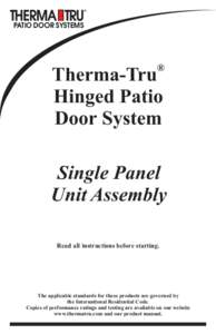 PATIO DOOR SYSTEMS  ® Therma-Tru Hinged Patio
