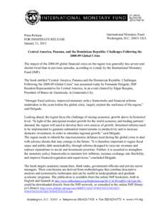 Press Release FOR IMMEDIATE RELEASE January 21, 2013 International Monetary Fund Washington, D.C[removed]USA