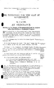 [Extract from Commonwealth of Australia Gazette, No. 94, dated 5th November, [removed]HE TERRITORY FOR THE SEAT OF GOVERNMENT. No. 11 of 1925.