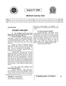 August 17, 2006 Medinah Country Club Hole # Yardage Par