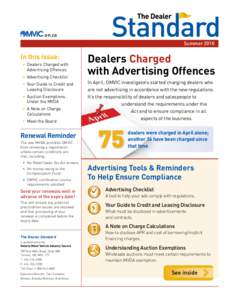 .on.ca Summer 2010 In this issue: 	 •	Dealers Charged with Advertising Offences