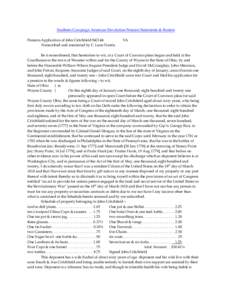 Southern Campaign American Revolution Pension Statements & Rosters Pension Application of John Critchfield S42144 Transcribed and annotated by C. Leon Harris. VA